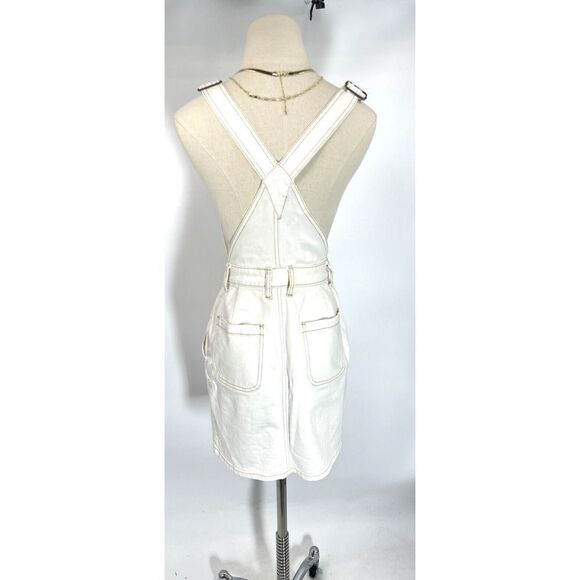 RVCA White Denim Overall Skirt Dresses Size XS Pockets  Conquer - Picture 6 of 17